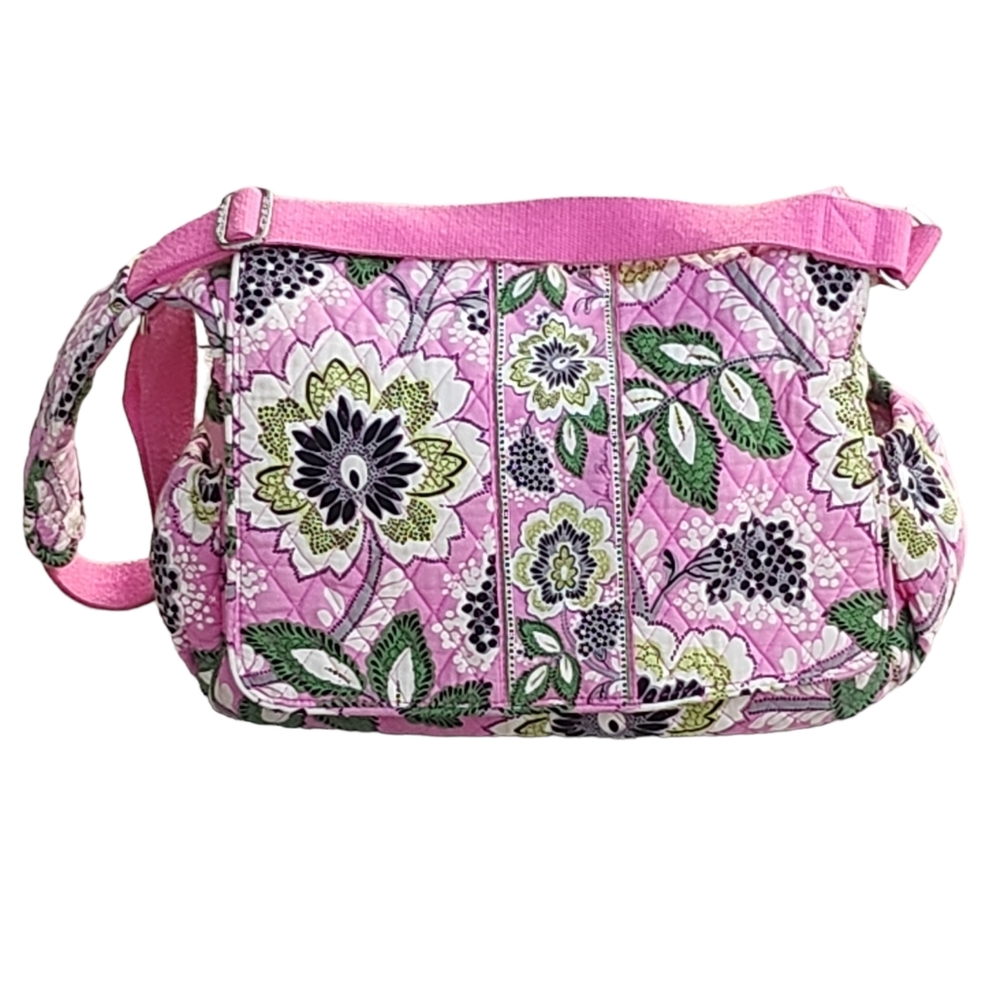 Vera Bradley Floral Pink And Green Baby Diaper and Messenger Shoulder Bag
